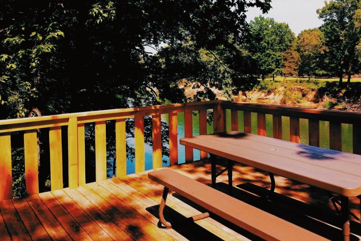 cabin deck with table