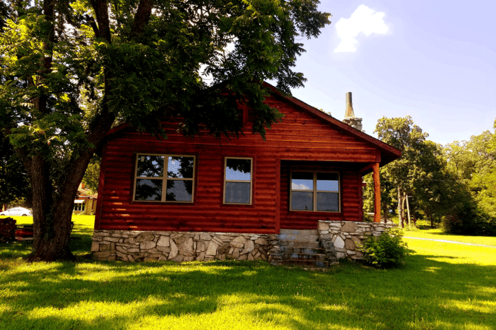 log and stone cabin