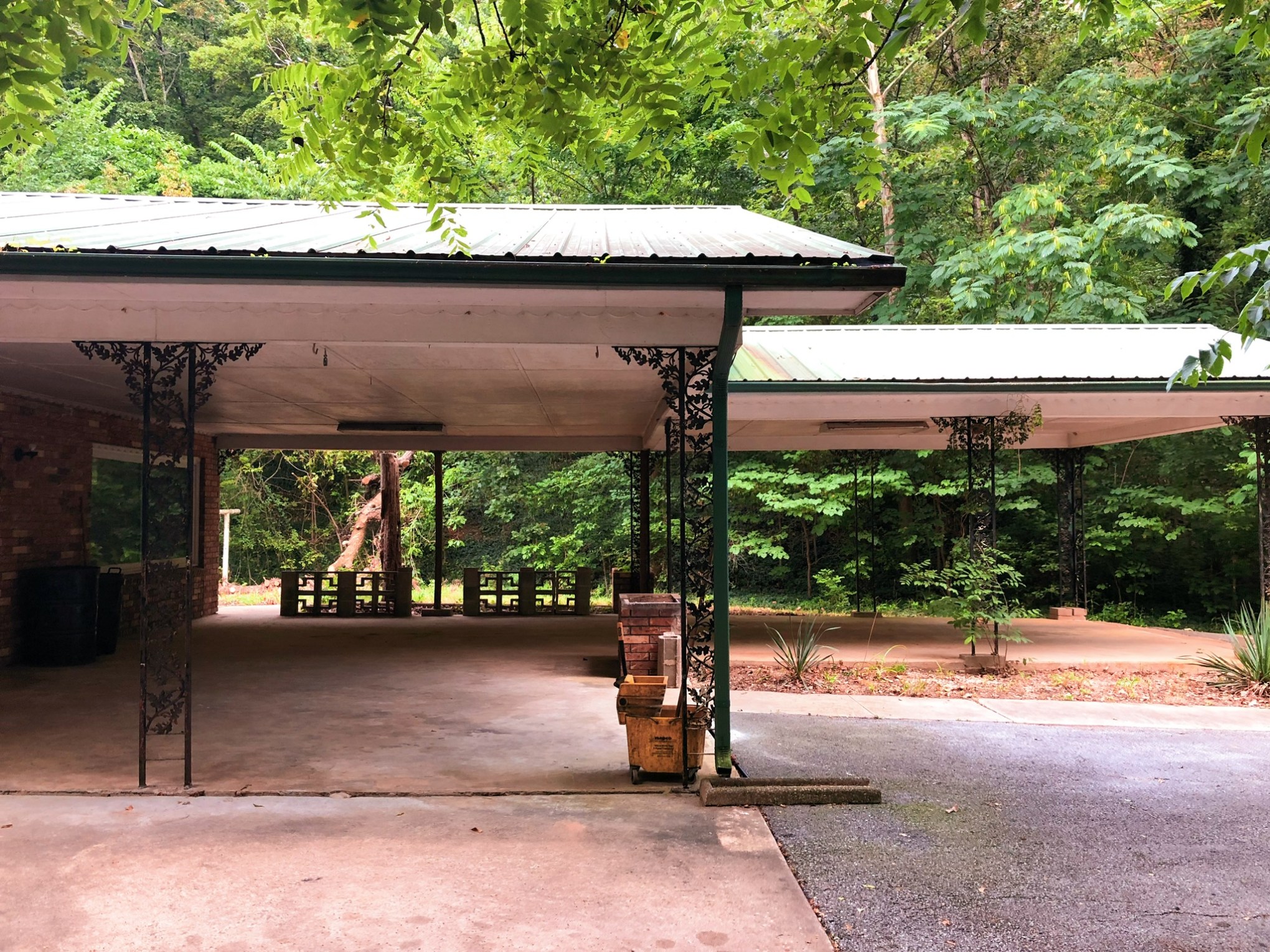 a bench in front of a building